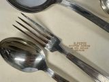 two spoons, a fork and a spoon on a table