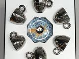 a picture of a set of tea cups and a clock