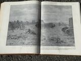 un livre ouvert contenant une illustration représentant une scène militaire