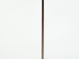 a black umbrella with a wooden handle on a white background