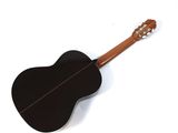 a black guitar on a white background with a white background