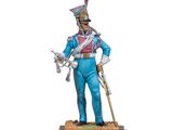 statue of a man in a blue uniform holding a sword