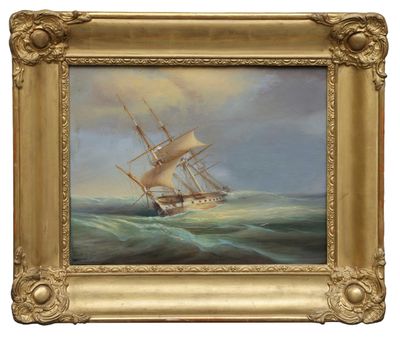 Ecole Française du XIXème siècle - Voilier trois mâts en mer…