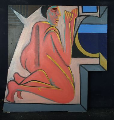 une peinture représentant une femme assise sur une chaise