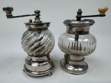 pair of antique silverplated salt and pepper shakers