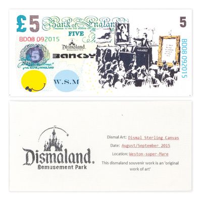 BANKSY (né en 1974) d'après - Morons - 2015 Billet de banque…