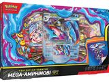 a box of pokemon mega - ampino cards with a picture of the box