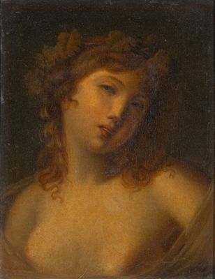 a painting of a woman with a wreath of flowers on her head