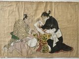 une image représentant un tableau où l'on voit deux femmes assises par terre