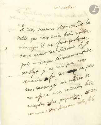 une vieille lettre manuscrite à l'encre noire sur un morceau de papier