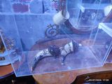 a display case with a fake animal inside of it