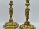 pair of antique brass candlesticks