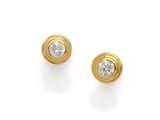 a pair of yellow gold and diamond earrings