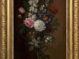 an image of a painting of flowers in a vase on a table