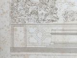 a drawing of a funeral scene with a man on a horse