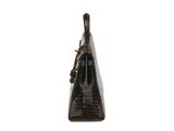 brown leather handbag on a white background