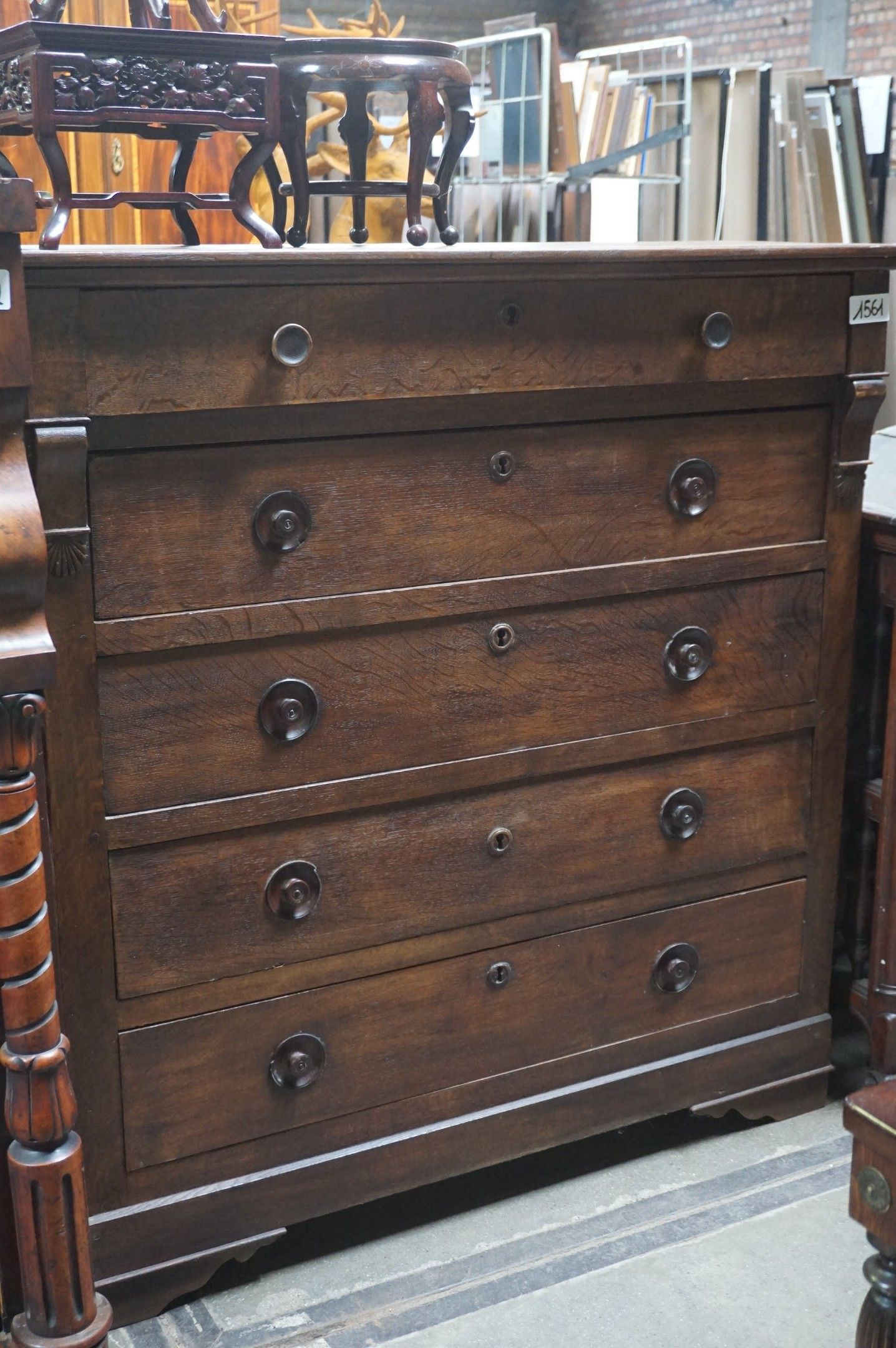 Commode du XIXe siècle - chêne - 5 tiroirs - H : 120 cm - L …