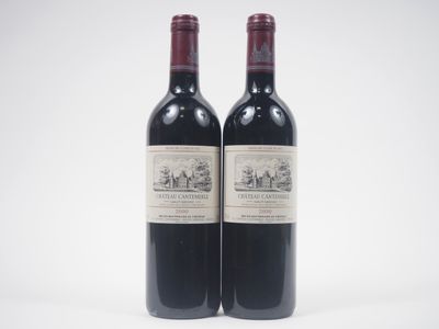 deux bouteilles de vin rouge posées l'une à côté de l'autre sur une surface blanche