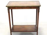 an image of a small wooden table with a shelf underneath it