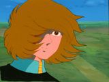 an image of a woman with long hair standing in a field