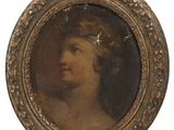 portrait d'une femme portant une couronne, dans un cadre doré