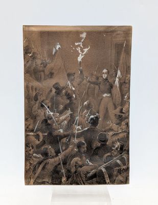 an old picture of a group of men on horseback in a field