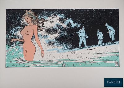 une photo d'une femme nue marchant dans l'eau
