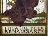 an image of a woman in a purple dress is sitting on a bench