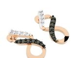 boucles d'oreilles en diamant noir et blanc, en or rose