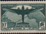 an old stamp with a plane on it on a black background