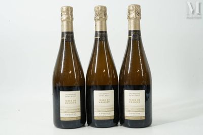 trois bouteilles de vin posées les unes à côté des autres sur une surface blanche