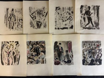 six dessins représentant des personnes dans différentes poses sur fond noir