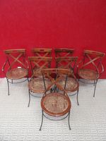 Suite de 5 chaises et 2 fauteuils en tube noirci et bois ass… (photo 2)