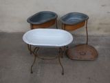 two chairs and a table with a bowl on it