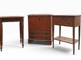 three pieces of furniture that are sitting on a white surface