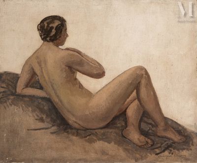 une image représentant un tableau d'une femme nue assise sur un rocher