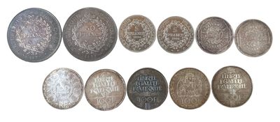 several different types of coins are shown on a white surface