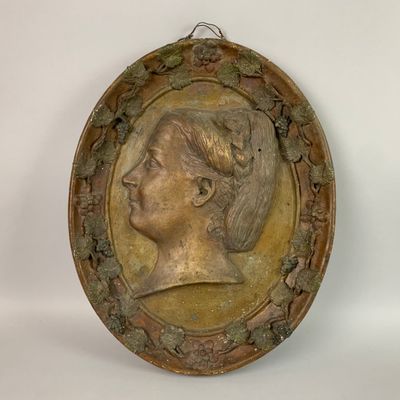 Ecole française du XIXème siècle -"Portrait de femme au chig…