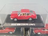 three red cars in a display case on top of each other