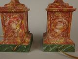 two lamps that are sitting on a table
