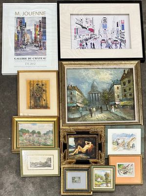 LOT DE 11 PIÈCES ENCADRÉES Comprenant : 2 affiches, huile su… - Photo 1