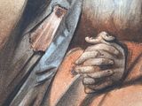 painting of an old man with a white beard and a blue robe