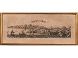 an image of a drawing of a landscape with a boat in the foreground