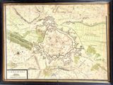 an old map of a city in a frame with a black border