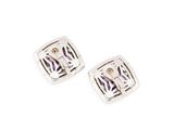 silver and amethe earrings with purple stones on a white background