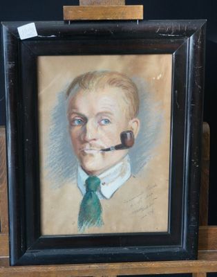 painting of a young boy with a pipe in his mouth