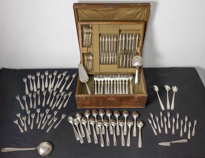 ERCUIS Ménagère de couverts en métal argenté modèle art déco… - Photo 1