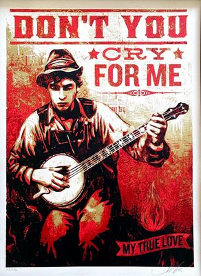 Affiche « Don't cry for me » représentant un homme jouant du banjo