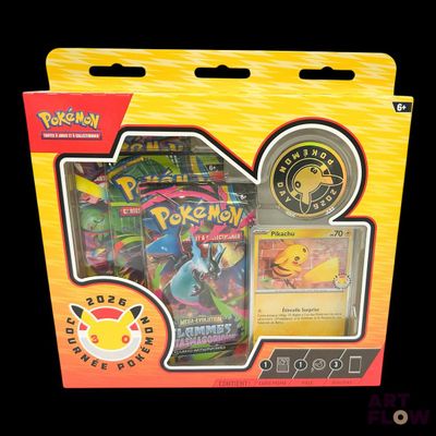 a box of pokemon cards with a picture of a pikachu on it