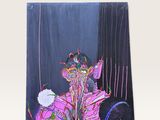 tableau représentant une femme en robe rose assise sur une chaise